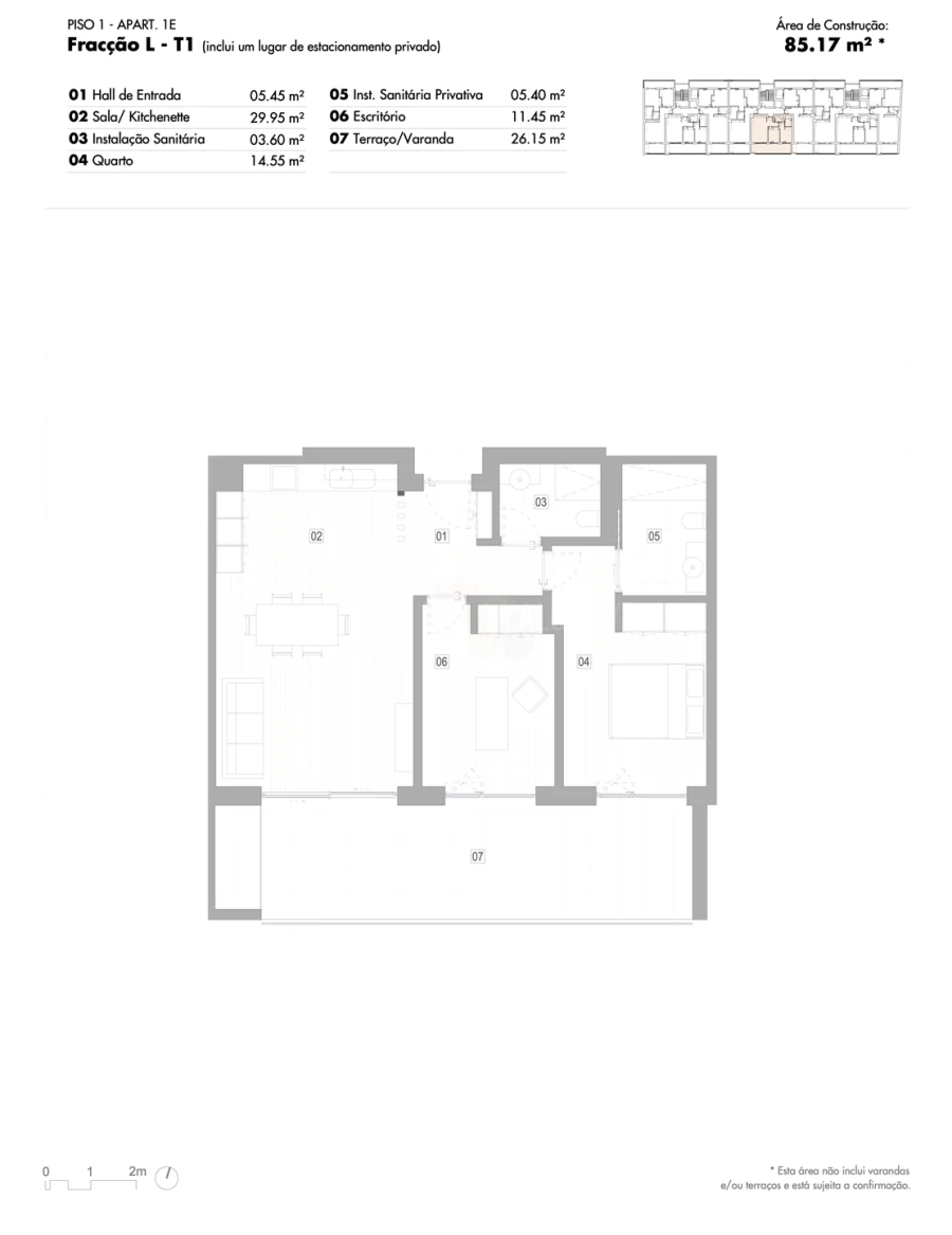 Apartamento T2 para Venda em Lagos (São Sebastião e Santa Maria) Planta 1