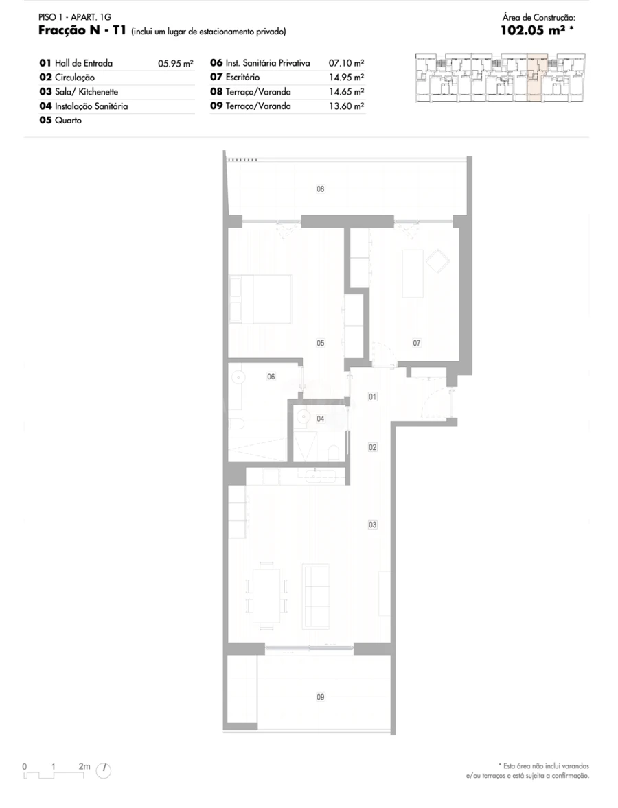 Apartamento T2 para Venda em Lagos (São Sebastião e Santa Maria) Planta 1