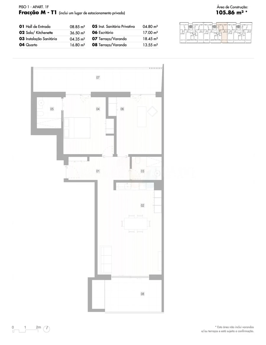 Apartamento T2 para Venda em Lagos (São Sebastião e Santa Maria) Planta 1