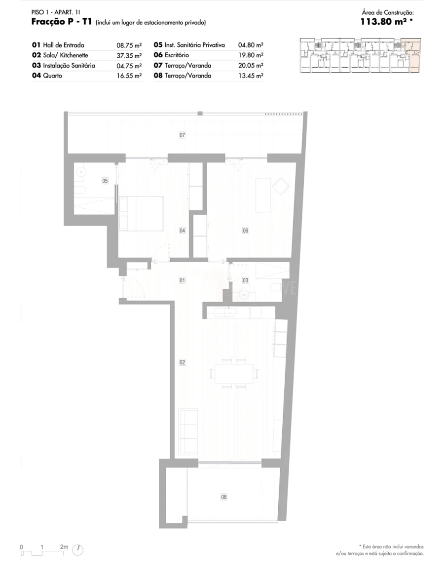 Apartamento T2 para Venda em Lagos (São Sebastião e Santa Maria) Planta 1