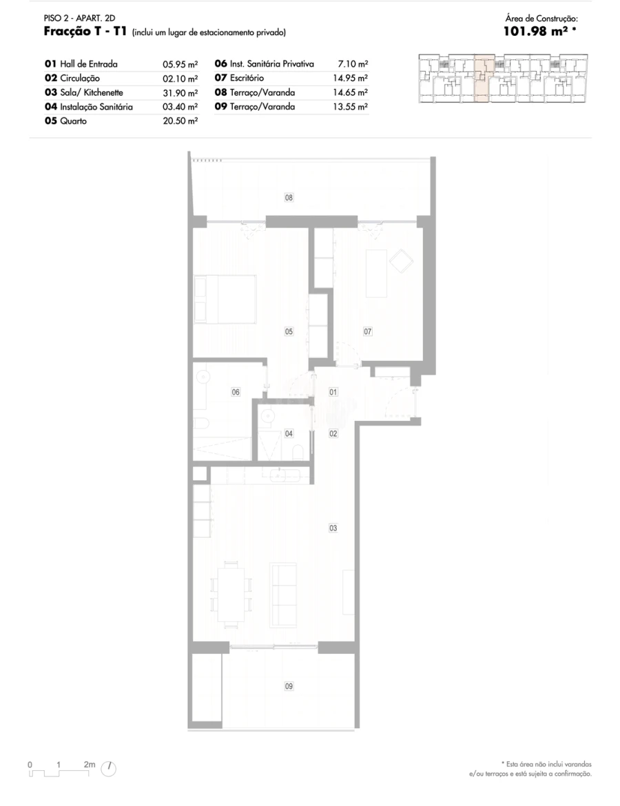 Apartamento T2 para Venda em Lagos (São Sebastião e Santa Maria) Planta 1