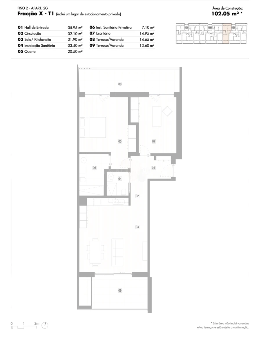 Apartamento T2 para Venda em Lagos (São Sebastião e Santa Maria) Planta 1