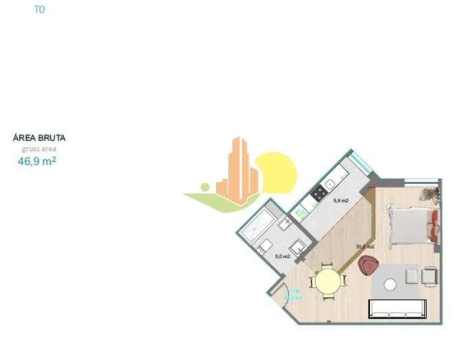 Apartamento T0 para Venda em Buarcos Planta 1