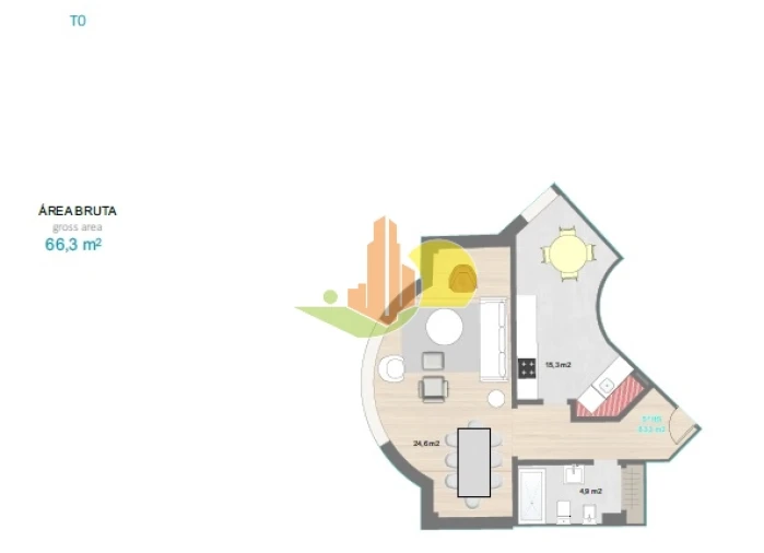 Apartamento T0 para Venda em Buarcos Planta 1