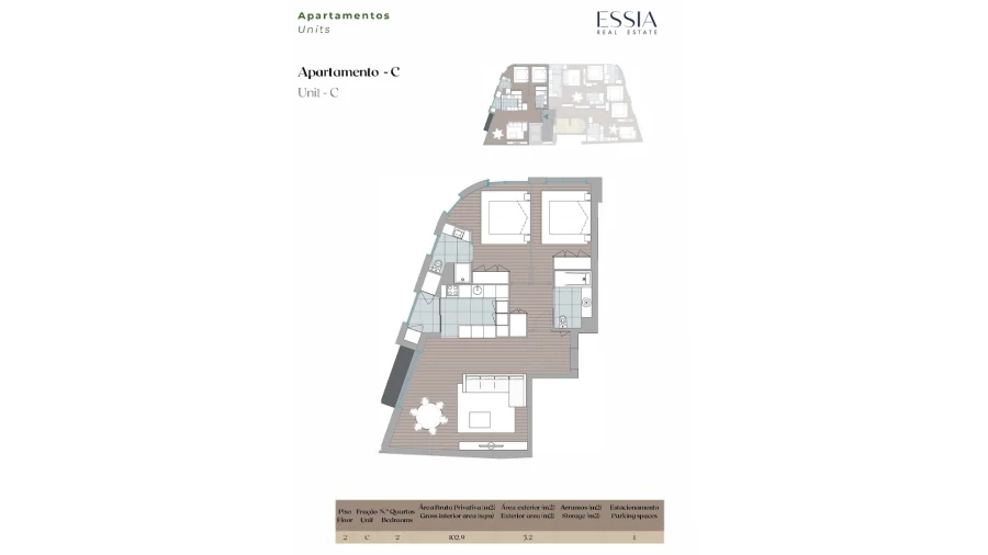 Apartamento T2 para Venda em Mafamude e Vilar do Paraíso Planta 1