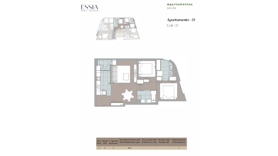 Apartamento T2 para Venda em Mafamude e Vilar do Paraíso Planta 1