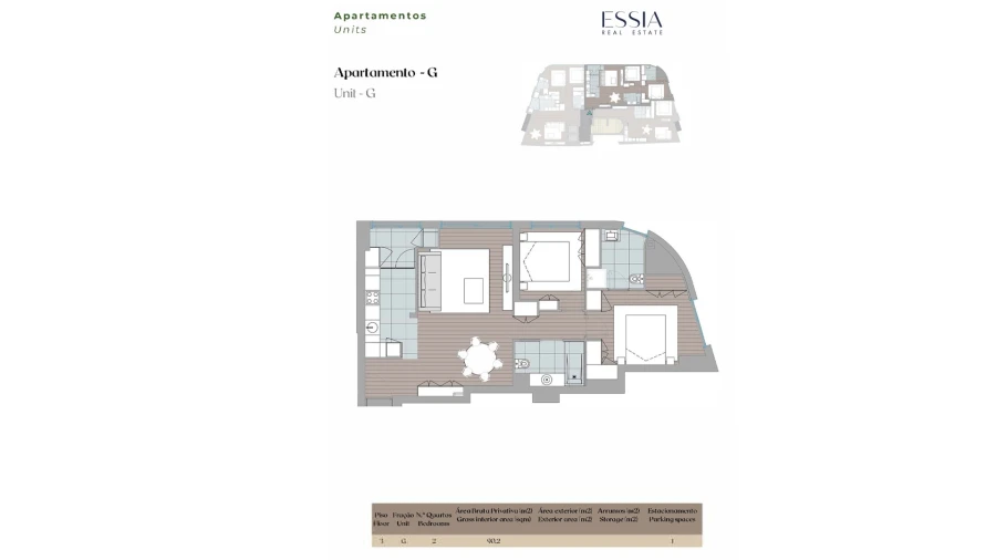 Apartamento T2 para Venda em Mafamude e Vilar do Paraíso Planta 1