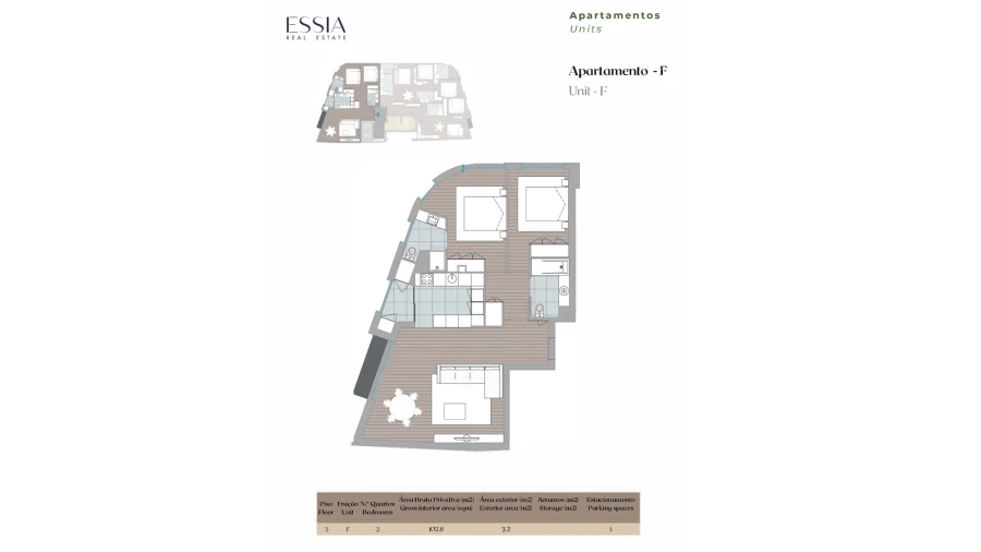 Apartamento T2 para Venda em Mafamude e Vilar do Paraíso Planta 1