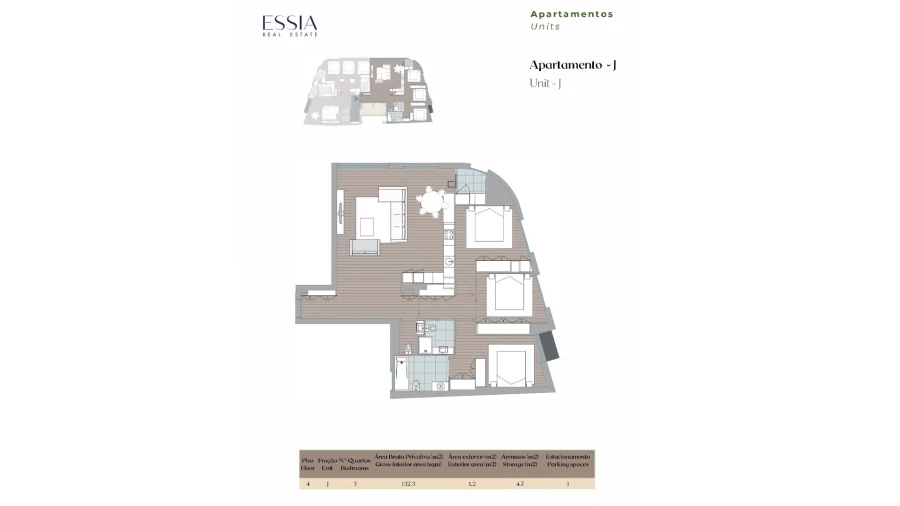 Apartamento T3 para Venda em Mafamude e Vilar do Paraíso Planta 1