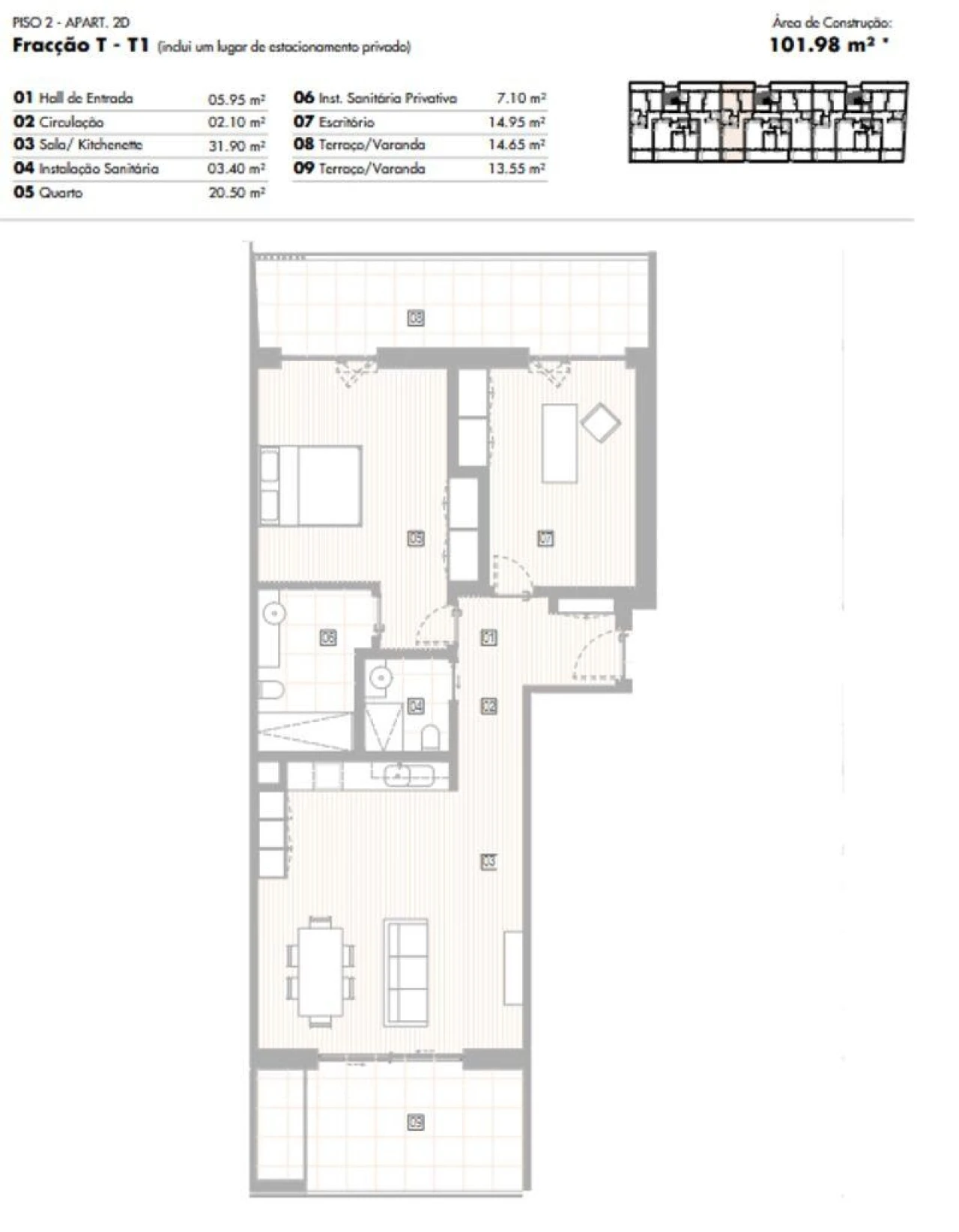 Apartamento T1 para Venda em Lagos (São Sebastião e Santa Maria) Foto 12