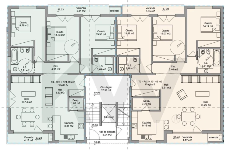 Apartamento T3 para Venda em Ramalhal