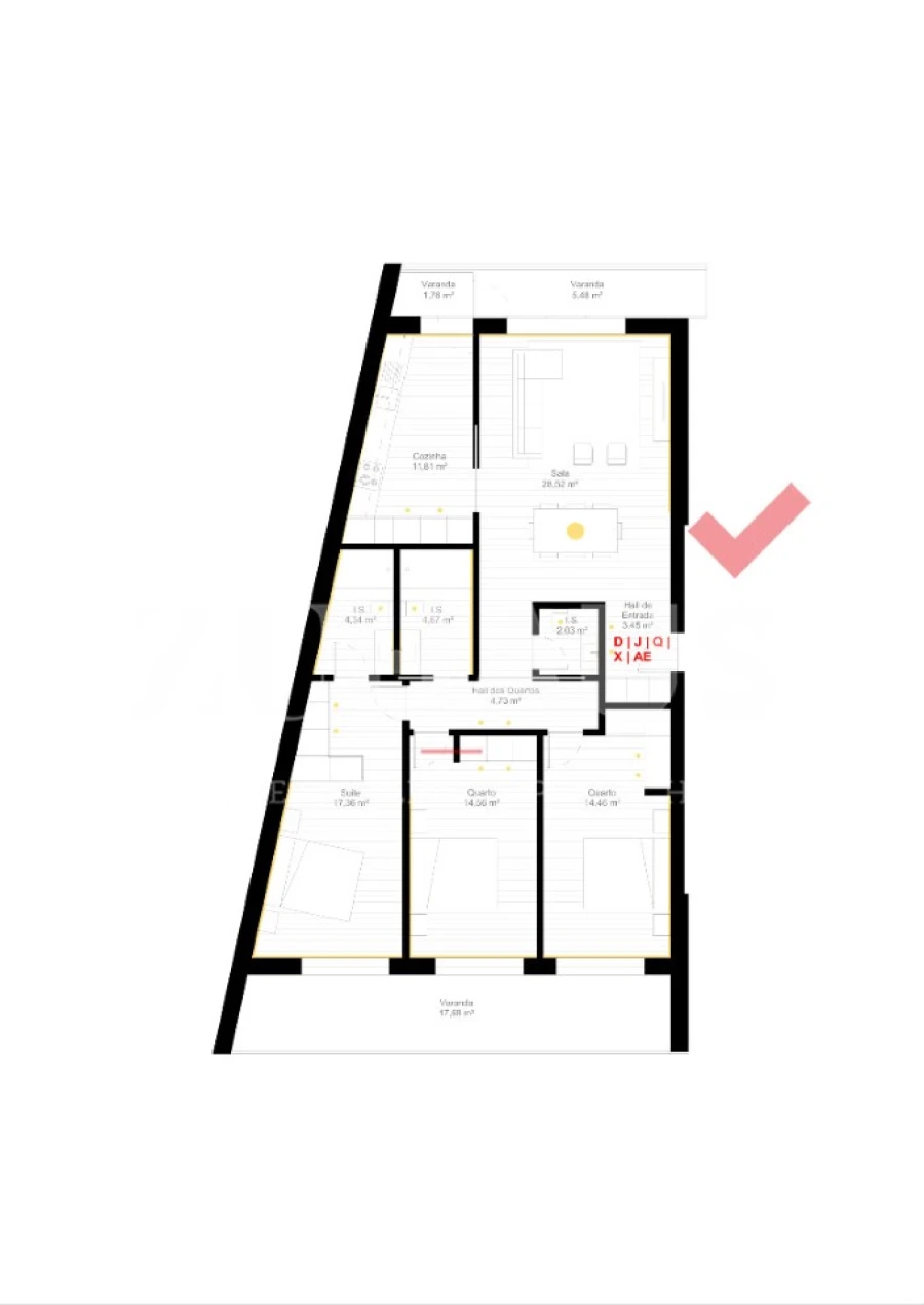 Apartamento T3 para Venda em Glória e Vera Cruz Planta 1