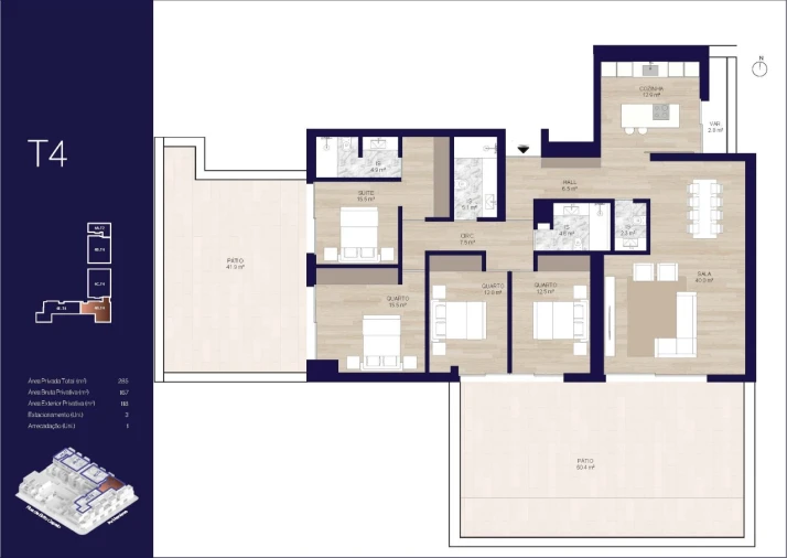 Apartamento T4 para Venda em Matosinhos e Leça da Palmeira Planta 1