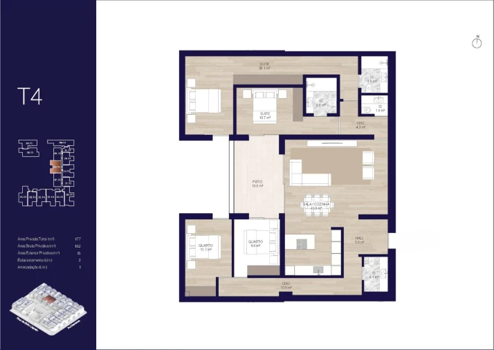 Apartamento T4 para Venda em Matosinhos e Leça da Palmeira Planta 1