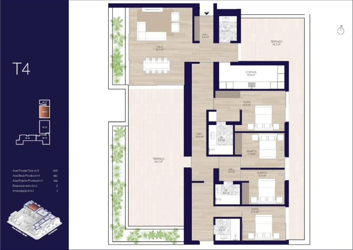 Apartamento T4 para Venda em Matosinhos e Leça da Palmeira Planta 1