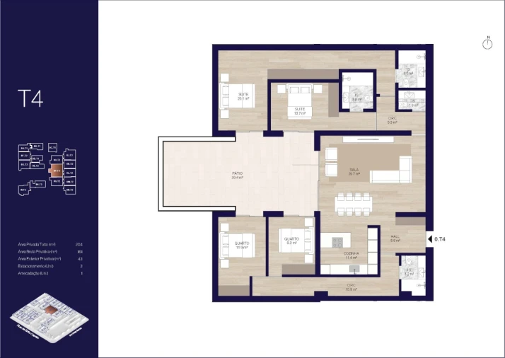 Apartamento T4 para Venda em Matosinhos e Leça da Palmeira Planta 1