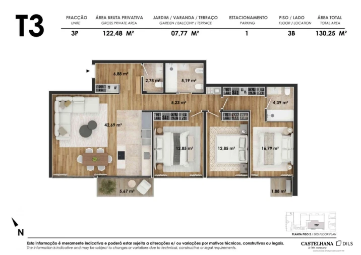 Apartamento T3 para Venda em Alvalade Planta 1