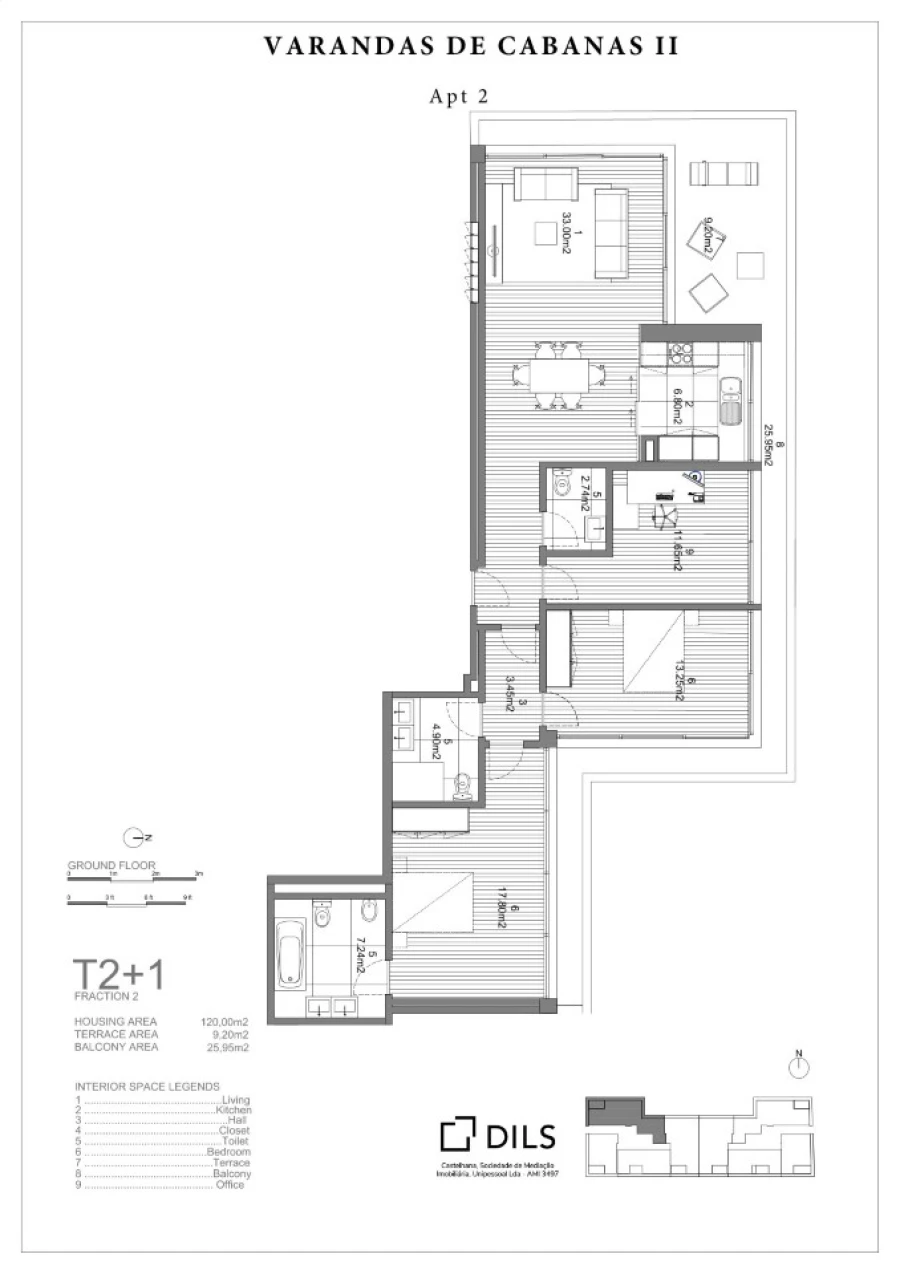 Apartamento T3 para Venda em Conceição e Cabanas de Tavira Planta 1