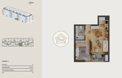 Apartamento T1 para Venda em Requeixo, Nossa Senhora de Fátima e Nariz