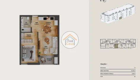 Apartamento T1 para Venda em Requeixo, Nossa Senhora de Fátima e Nariz