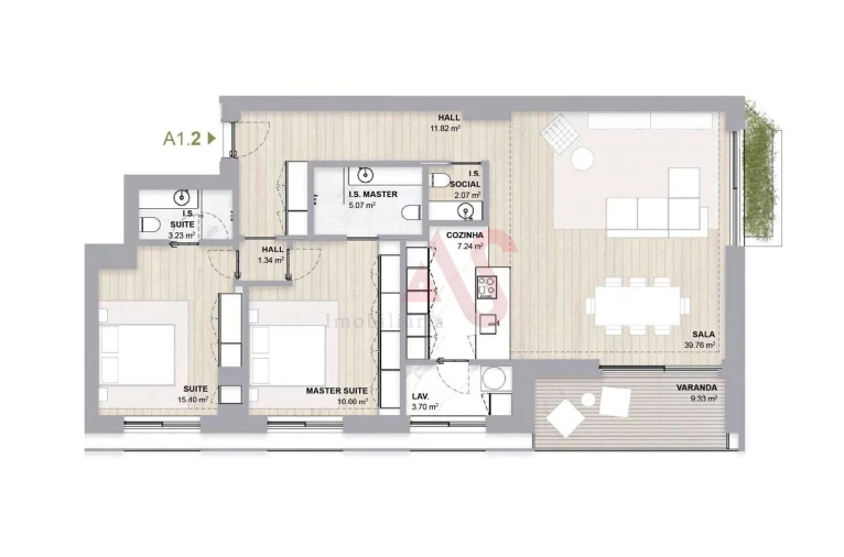 Apartamento T2 para Venda em Aldoar, Foz do Douro e Nevogilde Planta 1