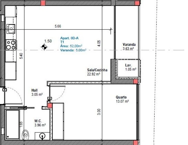 Apartamento T1 para Venda em Gafanha da Boa Hora Planta 1