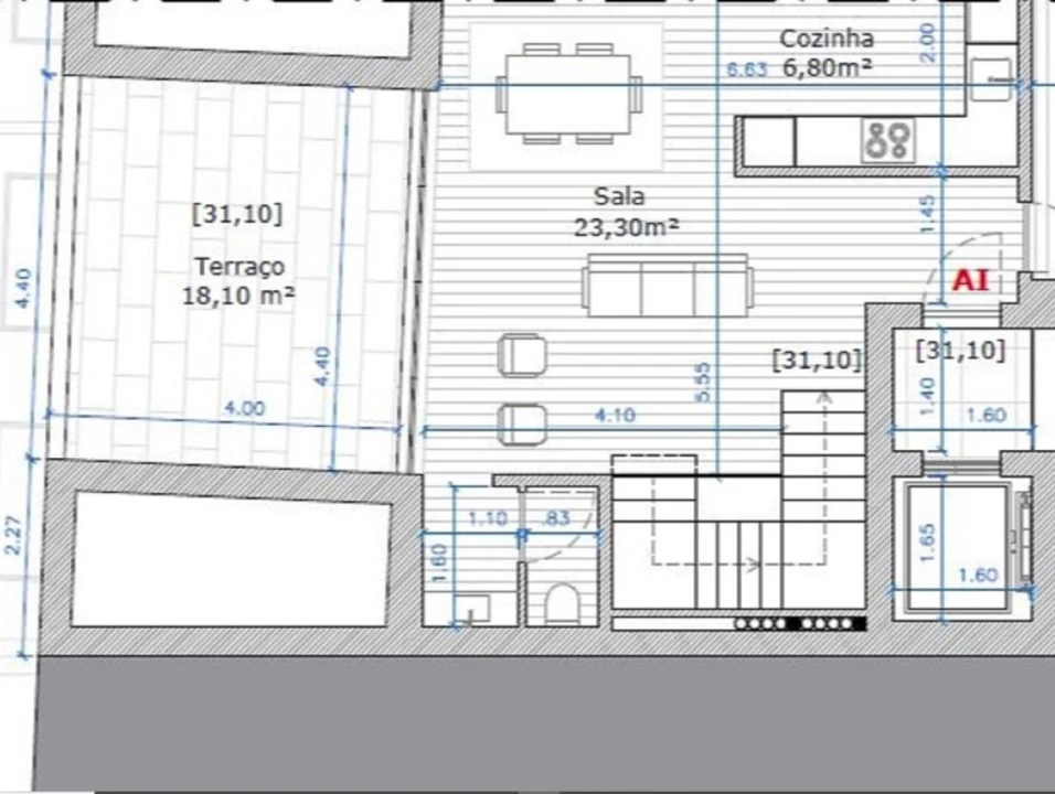 Apartamento T3 para Venda em Glória e Vera Cruz Planta 2