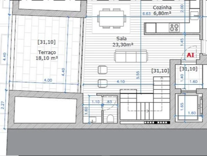 Apartamento T3 para Venda em Glória e Vera Cruz Planta 2
