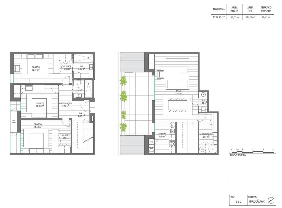 Apartamento T3 para Venda em Santa Joana Planta 2