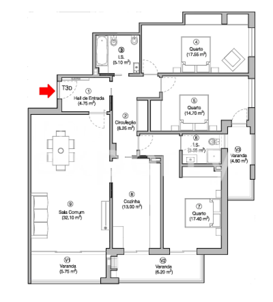 Apartamento T3 para Venda em Tavarede Foto 3