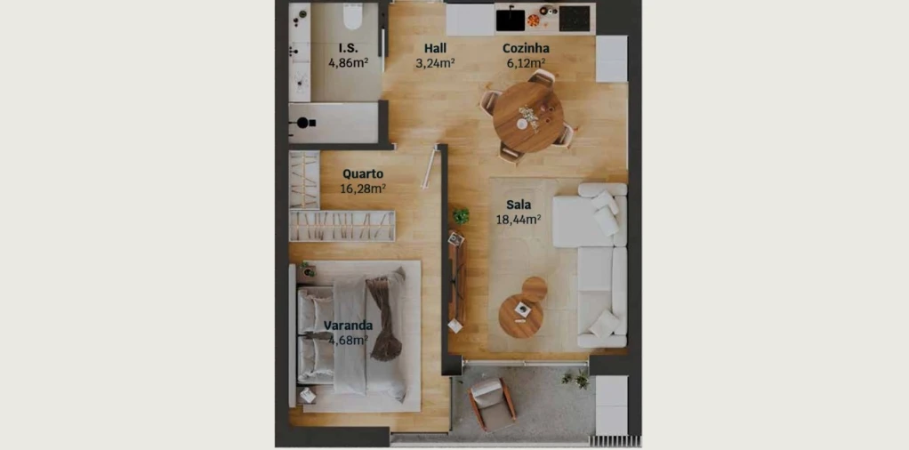 Apartamento T2 para Venda em Glória e Vera Cruz Planta 1