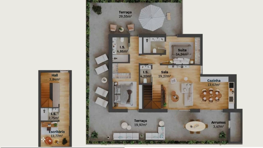 Apartamento T2 para Venda em Glória e Vera Cruz Planta 1