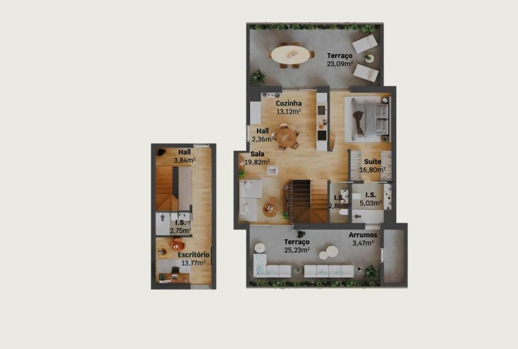 Apartamento T2 para Venda em Glória e Vera Cruz Planta 1