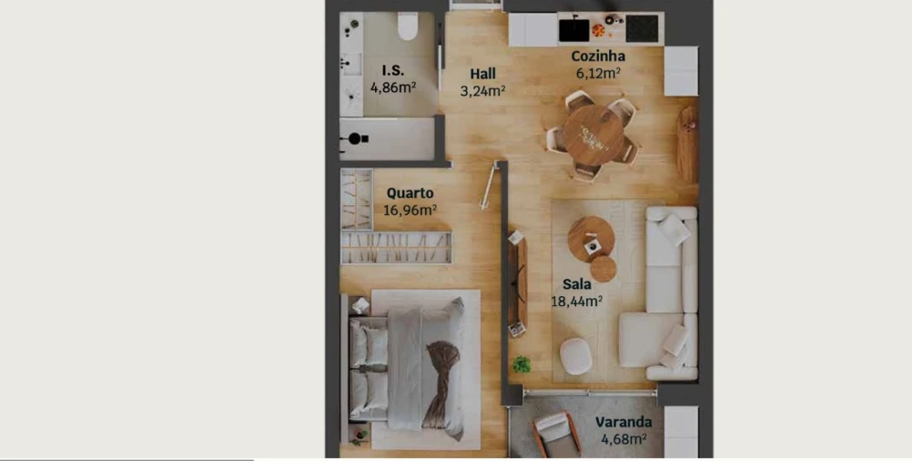 Apartamento T2 para Venda em Glória e Vera Cruz Planta 1
