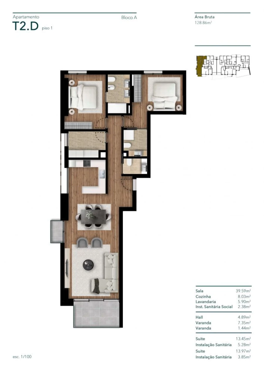 Apartamento T2 para Venda em Funchal (Santa Luzia) Planta 1
