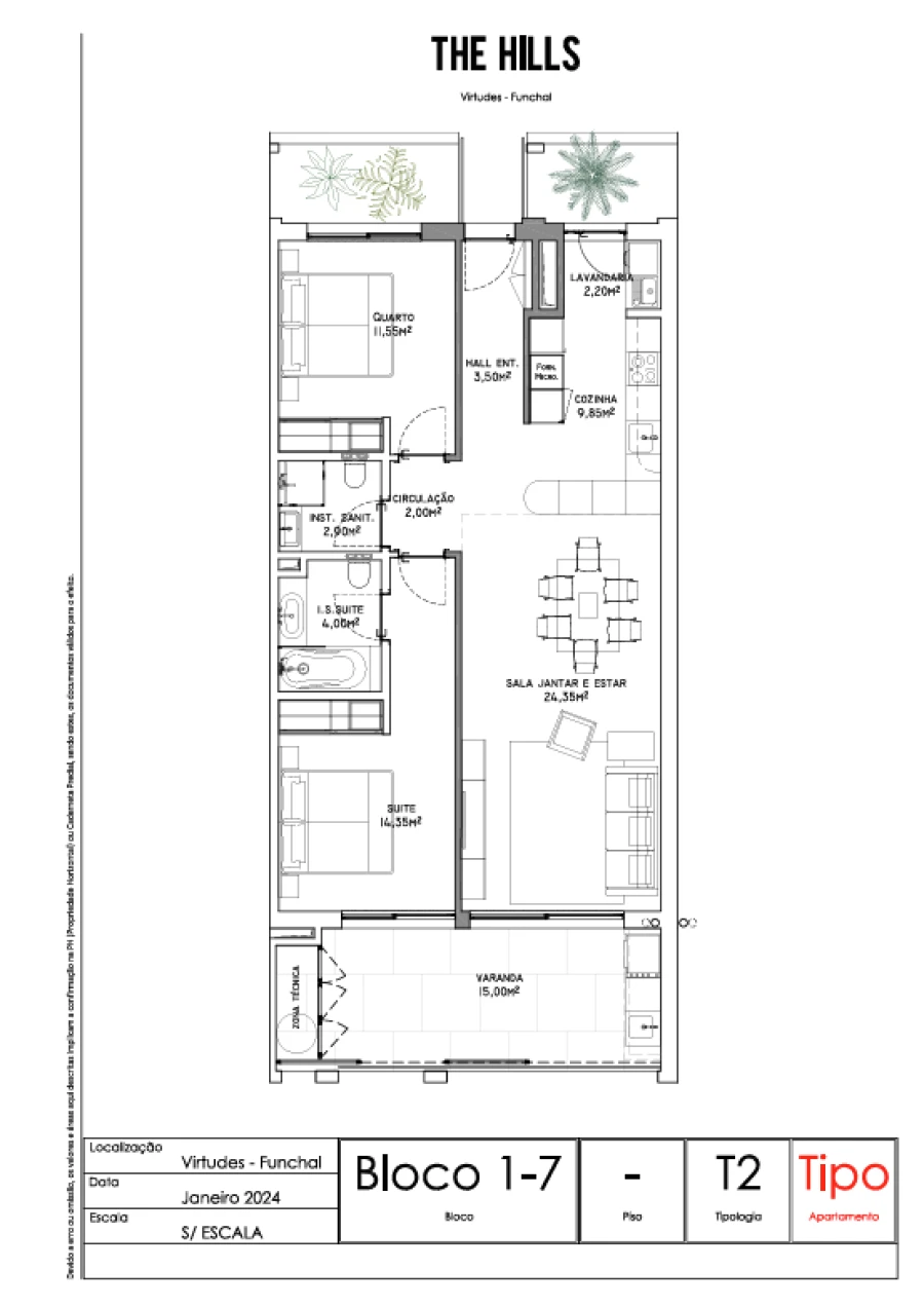 Apartamento T2 para Venda em São Martinho Planta 1