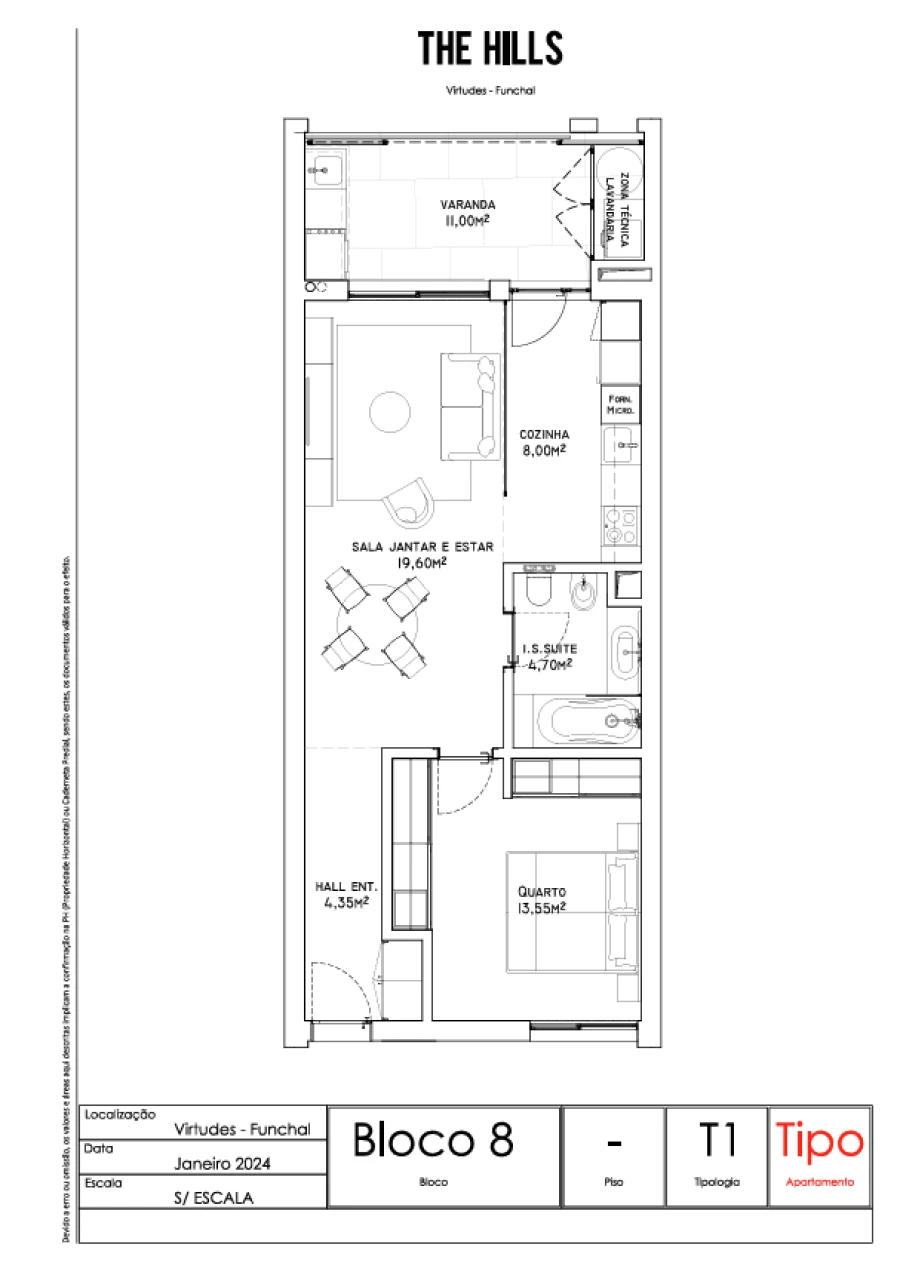 Apartamento T1 para Venda em São Martinho Planta 1