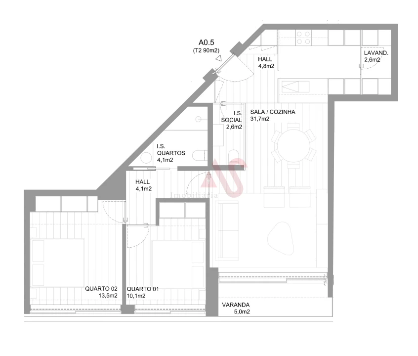 Apartamento T2 para Venda em Vila do Conde Planta 2