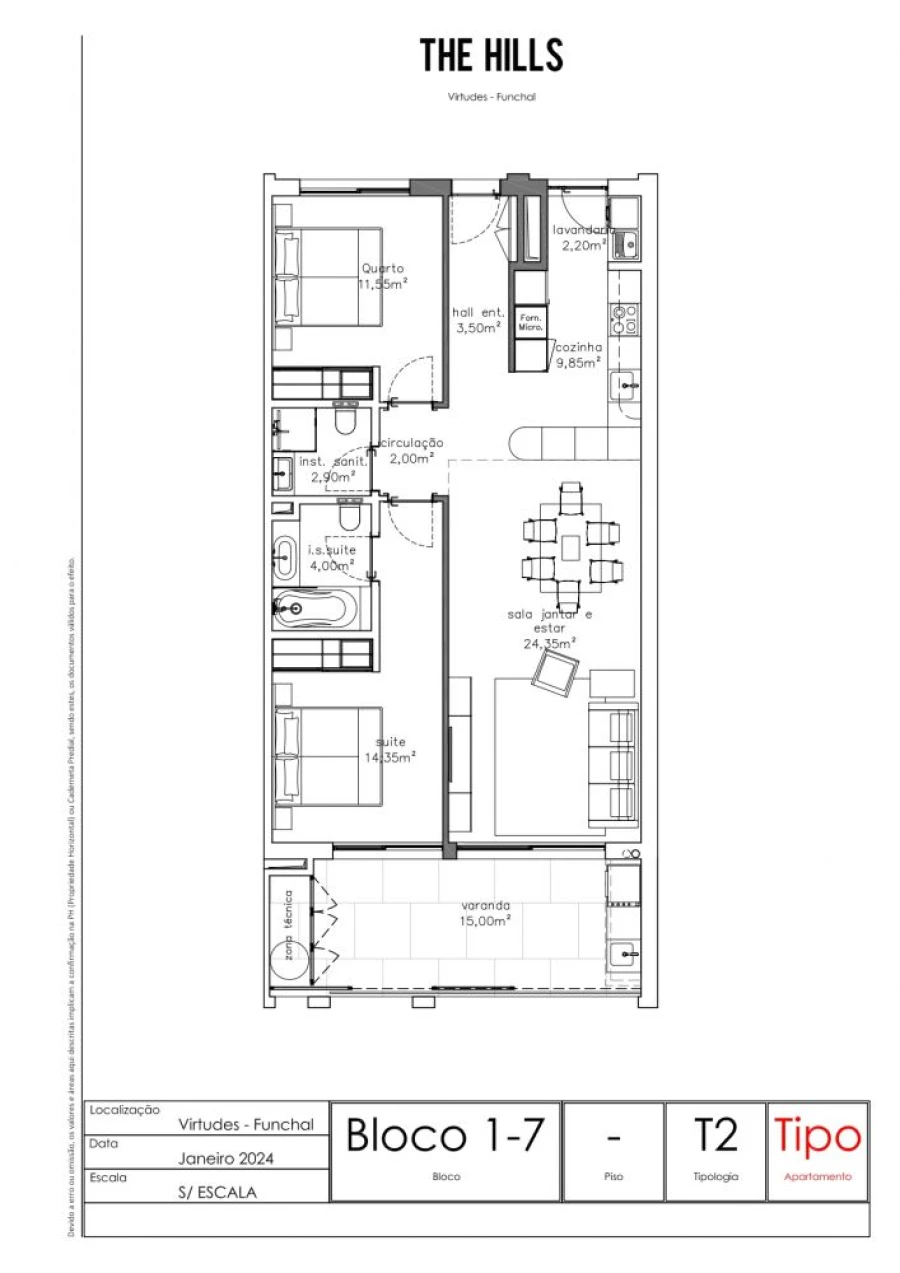 Apartamento T2 para Venda em São Martinho Planta 1