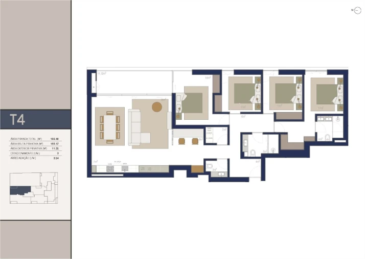 Apartamento T4 para Venda em Matosinhos e Leça da Palmeira Planta 1