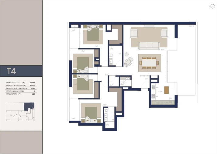 Apartamento T4 para Venda em Matosinhos e Leça da Palmeira Planta 1