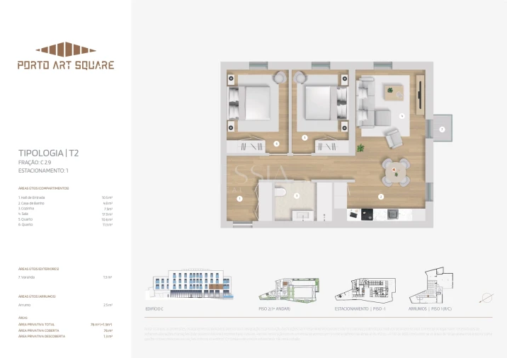 Apartamento T2 para Venda em Cedofeita, Santo Ildefonso, Sé, Miragaia, São Nicolau e Vitória Planta 1