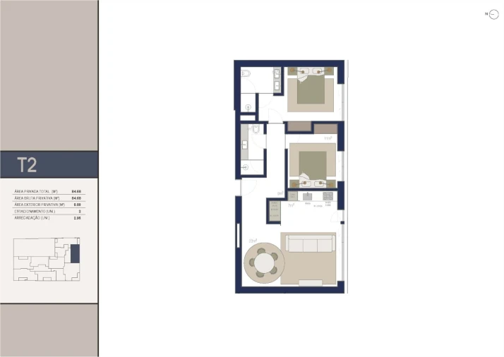 Apartamento T2 para Venda em Matosinhos e Leça da Palmeira Planta 1