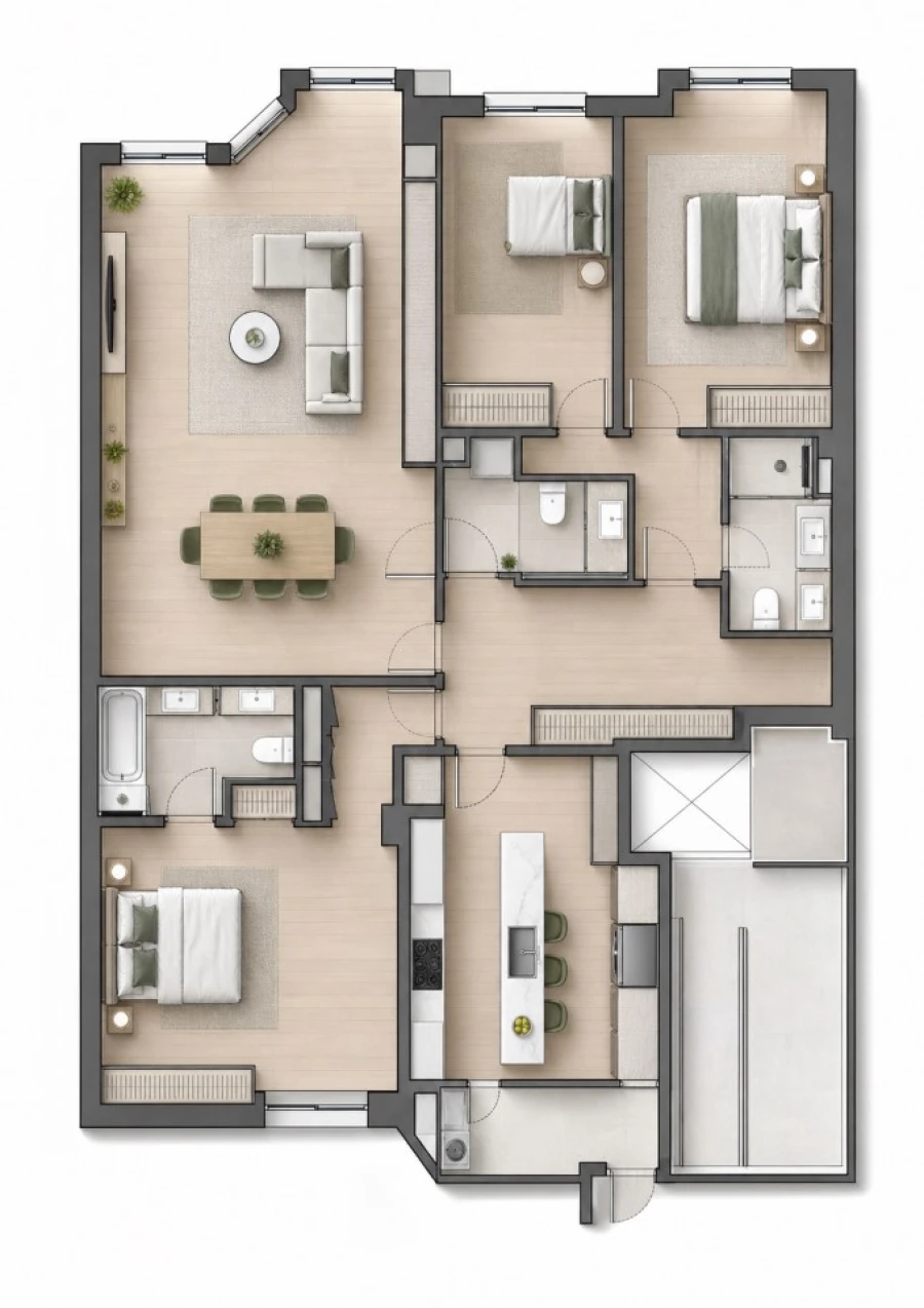 Apartamento T3 para Venda em Alvalade Planta 1