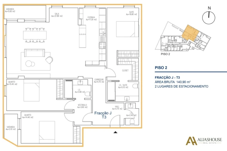 Apartamento T3 para Venda em Atouguia da Baleia Planta 1