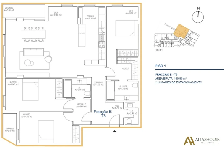 Apartamento T3 para Venda em Atouguia da Baleia Planta 1