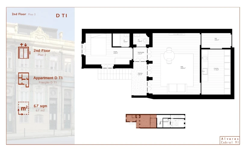 Apartamento T1 para Venda em Cedofeita, Santo Ildefonso, Sé, Miragaia, São Nicolau e Vitória Planta 1