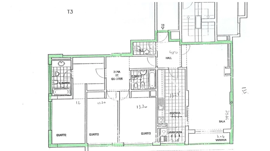 Apartamento T3 para Venda em Cidade da Maia Planta 1