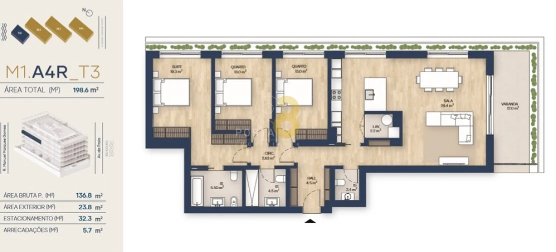 Apartamento T3 para Venda em Santa Marinha e São Pedro da Afurada Foto 23