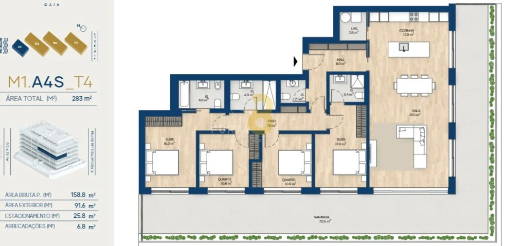 Apartamento T4 para Venda em Santa Marinha e São Pedro da Afurada Foto 23